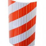 Self-adhesive foam protector with notches, with red and white reflective strips